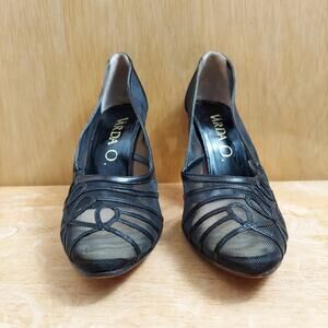 Varda O. Women's US 7 M Black Leather & Mesh Heel Dress Shoes